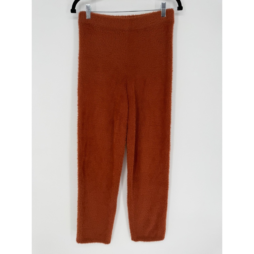 CAMILA COELHO ALONDRA FUZZY KNIT PANTS RUST CHOCOLATE BROWN SMALL LOUNGE REVOLVE